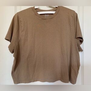 Madewell Softfade Cotton Boxy-Crop Tee in Brown